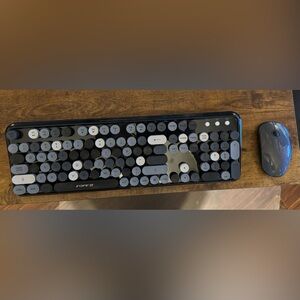 Wireless Fopett typewriter keyboard with Mouse Combo Gray Color